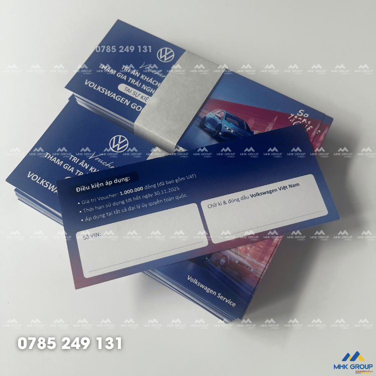 In voucher số lượng ít từ 100 cái với chất liệu đa dạng